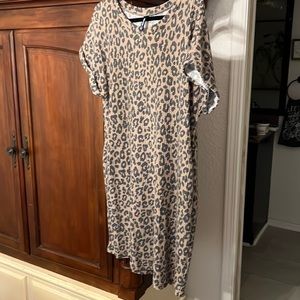 Iwollence leopard print waffle weave dress size L